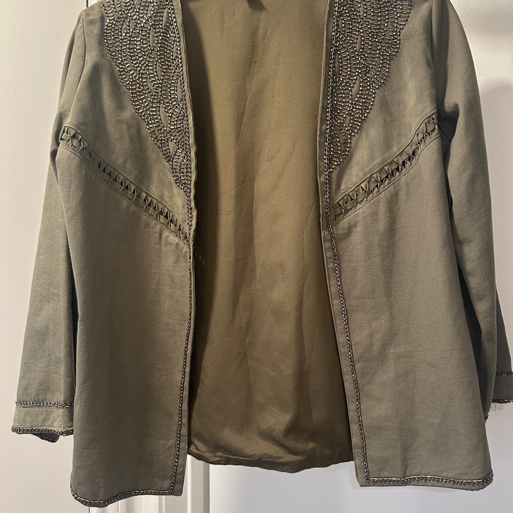 Leather suede gemstone Embroidered Blazer